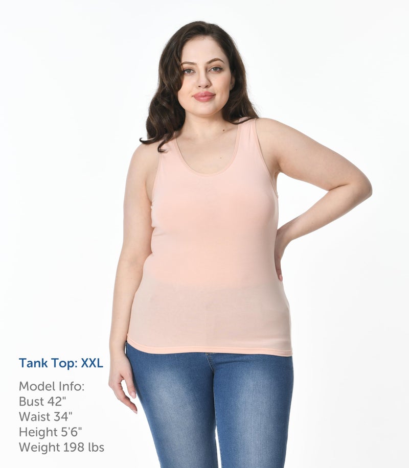 Comfneat Women's Basic Tanks Comfy Top (Color-Set-1 4-Pack, XXL) - Image 3